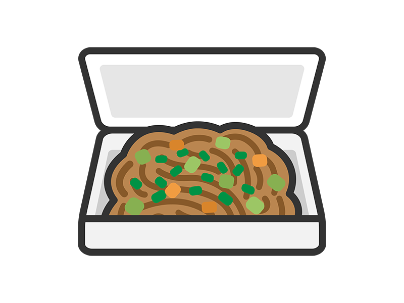 Free illustration of yakisoba icon (line drawing color) in the pack