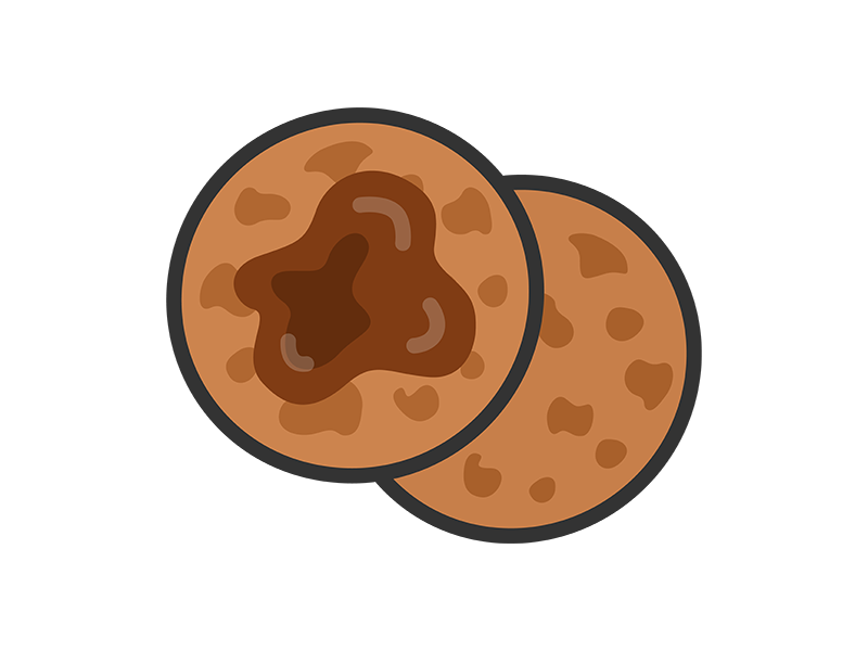 ソースせんべいのアイコン（線画カラー）の無料イラスト｜透過PNG・商用利用OK