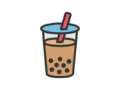 タピオカミルクティーのアイコン（線画カラー）の無料イラスト｜透過PNG・商用利用OK