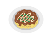 皿にのせた、お好み焼きのアイコンの無料イラスト｜透過PNG・商用利用OK