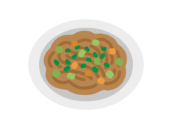 皿に盛り付けられた、焼きそばのアイコンの無料イラスト｜透過PNG・商用利用OK