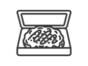 パックに入った、お好み焼きのアイコン（線画）の無料イラスト｜透過PNG・商用利用OK
