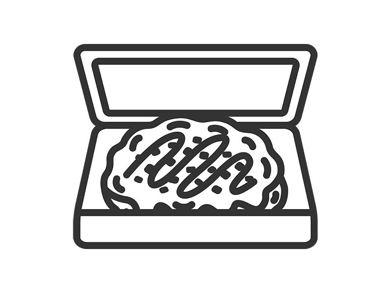 パックに入った、お好み焼きのアイコン（線画）の無料イラスト｜透過PNG・商用利用OK