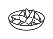 皿に入った、枝豆のアイコン（線画）の無料イラスト｜透過PNG・商用利用OK