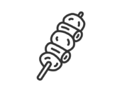 焼き鳥のアイコン（線画）の無料イラスト｜透過PNG・商用利用OK