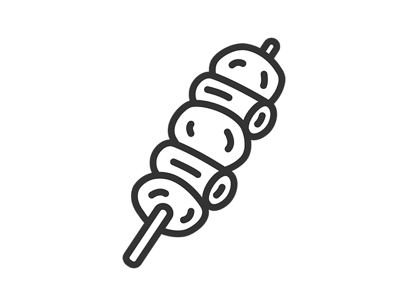 焼き鳥のアイコン（線画）の無料イラスト｜透過PNG・商用利用OK