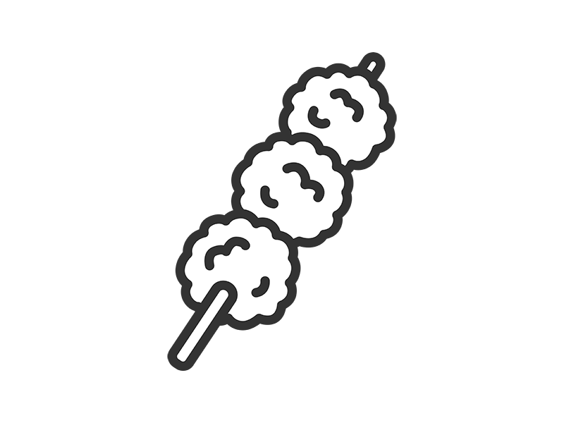 だんごの焼きつくね串のアイコン（線画）の無料イラスト｜透過PNG・商用利用OK