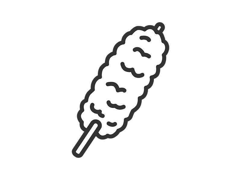 焼き鳥のつくねのアイコン（線画）の無料イラスト｜透過PNG・商用利用OK
