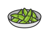 皿に入った、枝豆のアイコン（線画カラー）の無料イラスト｜透過PNG・商用利用OK