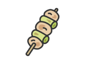 塩の焼き鳥のアイコン（線画カラー）の無料イラスト｜透過PNG・商用利用OK