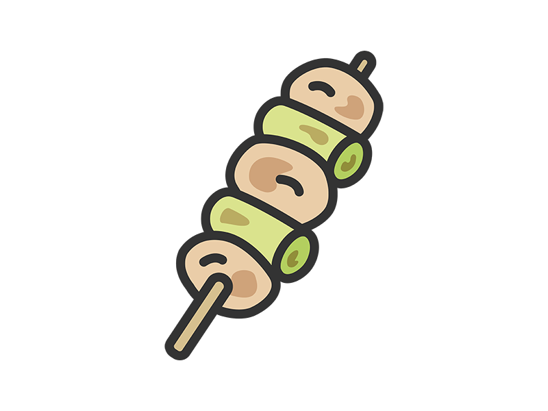 塩の焼き鳥のアイコン（線画カラー）の無料イラスト｜透過PNG・商用利用OK
