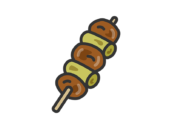 タレの焼き鳥のアイコン（線画カラー）の無料イラスト｜透過PNG・商用利用OK
