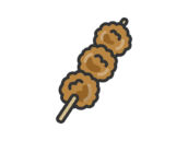 だんごの焼きつくね串のアイコン（線画カラー）の無料イラスト｜透過PNG・商用利用OK