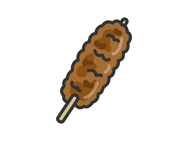 焼き鳥のつくねのアイコン（線画カラー）の無料イラスト｜透過PNG・商用利用OK
