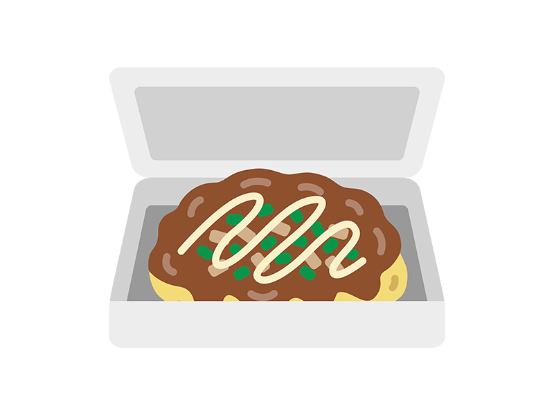 パックに入った、お好み焼きのアイコンの無料イラスト｜透過PNG・商用利用OK