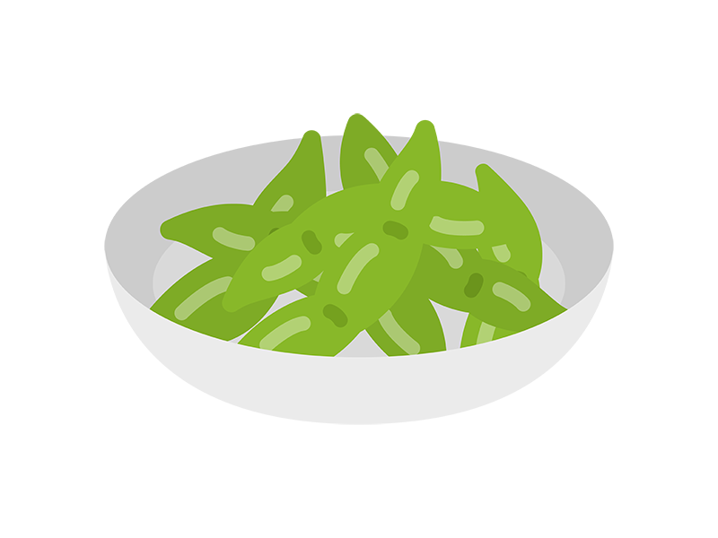 皿に入った、枝豆のアイコンの無料イラスト｜透過PNG・商用利用OK