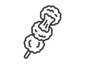 チーズボール串のアイコン（線画）の無料イラスト｜透過PNG・商用利用OK