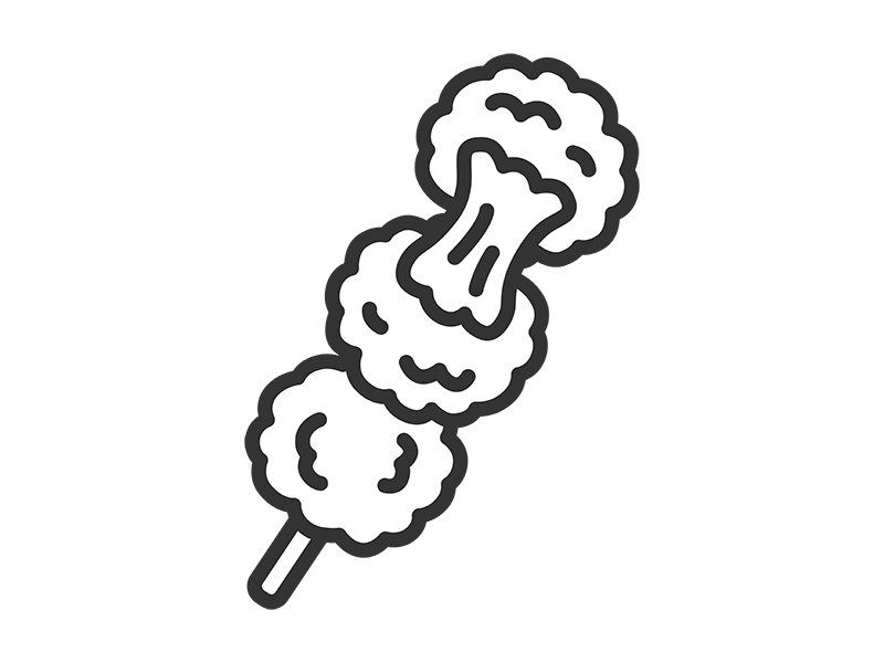 チーズボール串のアイコン（線画）の無料イラスト｜透過PNG・商用利用OK