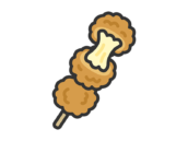 チーズボール串のアイコン（線画カラー）の無料イラスト｜透過PNG・商用利用OK