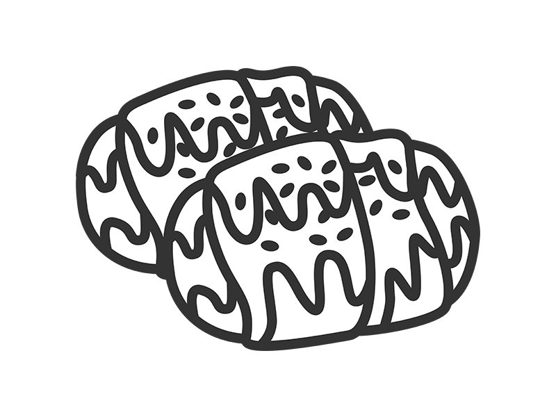 Free illustration of meat-wrapped rice ball icon (line drawing)