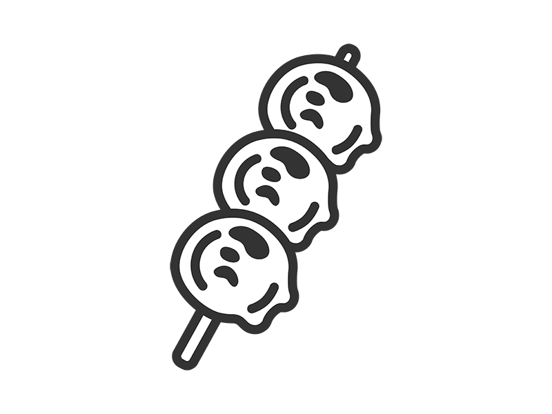 みたらし団子串のアイコン（線画）の無料イラスト｜透過PNG・商用利用OK