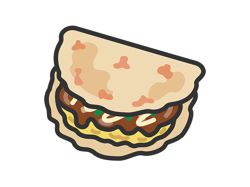 たこせんのアイコン（線画カラー）の無料イラスト｜透過PNG・商用利用OK