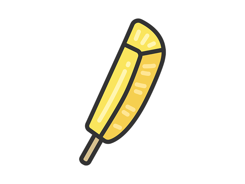 冷やしパイン串のアイコン（線画カラー）の無料イラスト｜透過PNG・商用利用OK