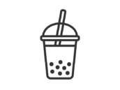カップのタピオカミルクティーのアイコン（線画）の無料イラスト｜透過PNG・商用利用OK
