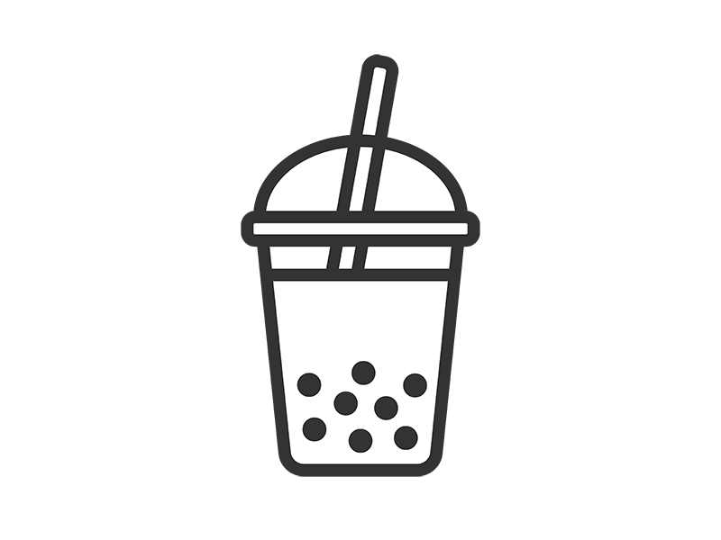 カップのタピオカミルクティーのアイコン（線画）の無料イラスト｜透過PNG・商用利用OK