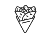 いちごクレープのアイコン（線画）の無料イラスト｜透過PNG・商用利用OK