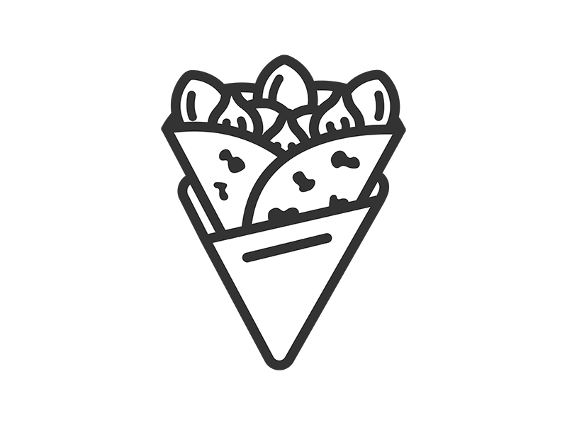 いちごクレープのアイコン（線画）の無料イラスト｜透過PNG・商用利用OK