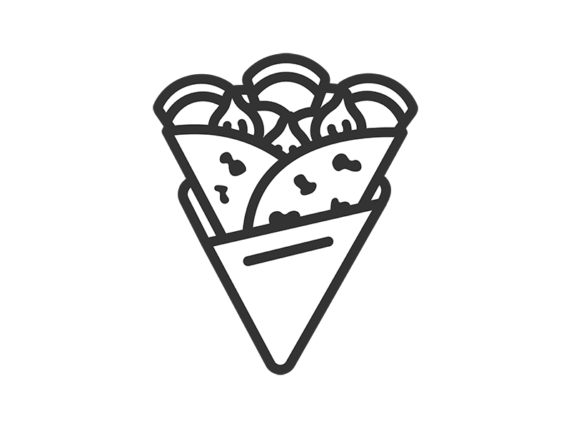 メロンクレープのアイコン（線画）の無料イラスト｜透過PNG・商用利用OK