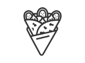 バナナチョコクレープのアイコン（線画）の無料イラスト｜透過PNG・商用利用OK