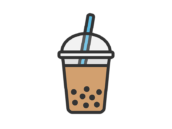 カップのタピオカミルクティーのアイコン（線画カラー）の無料イラスト｜透過PNG・商用利用OK