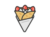 いちごクレープのアイコン（線画カラー）の無料イラスト｜透過PNG・商用利用OK