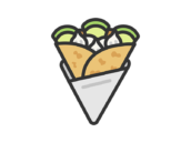 メロンクレープのアイコン（線画カラー）の無料イラスト｜透過PNG・商用利用OK