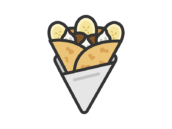 バナナチョコクレープのアイコン（線画カラー）の無料イラスト｜透過PNG・商用利用OK