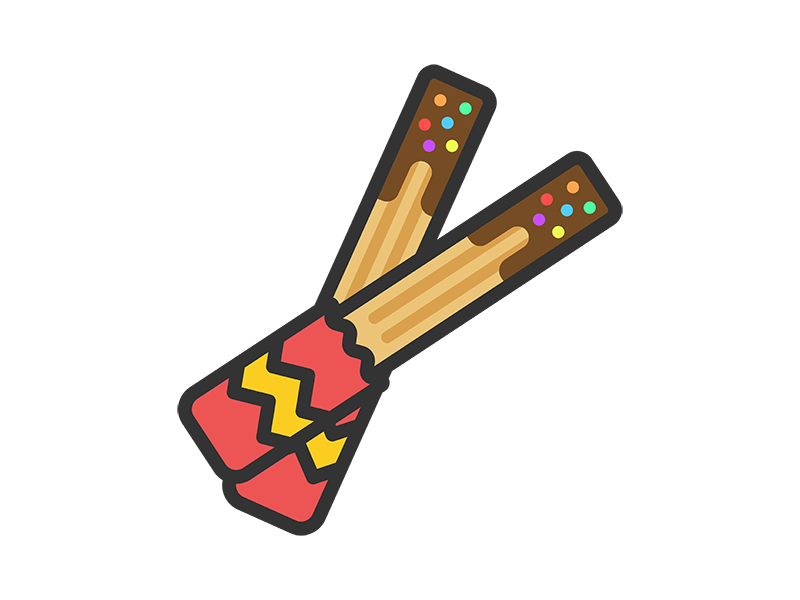 チョコチュロスのアイコン（線画カラー）の無料イラスト｜透過PNG・商用利用OK