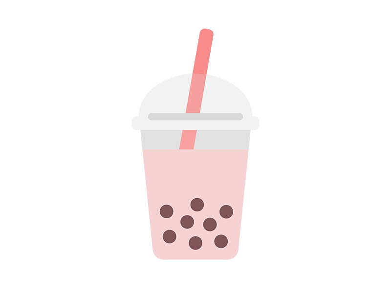 Free illustration of strawberry tapioca milk tea icon