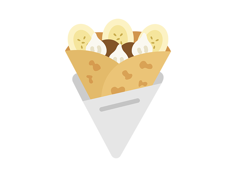 Free illustration of banana chocolate crepe icon