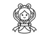 織姫のキャラクターのアイコン（線画）の無料イラスト｜透過PNG・商用利用OK