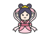 織姫のキャラクターのアイコン（線画カラー）の無料イラスト｜透過PNG・商用利用OK