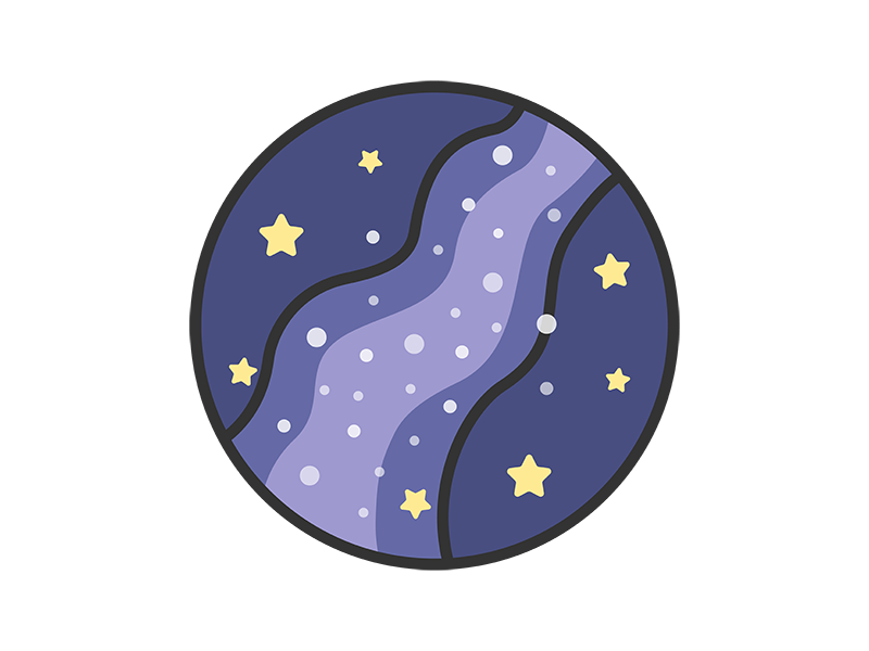 天の川のアイコン（線画カラー）の無料イラスト｜透過PNG・商用利用OK