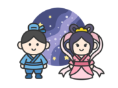 織姫と彦星のキャラクターのアイコン（線画カラー）の無料イラスト｜透過PNG・商用利用OK
