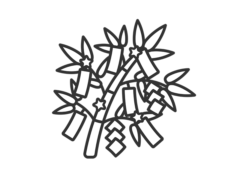 Free illustration of Tanabata decoration icon (line drawing)