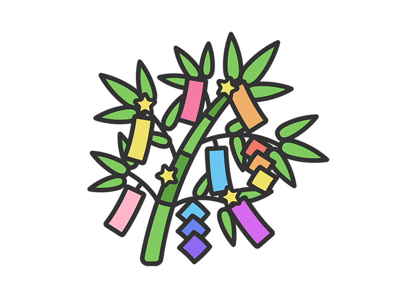 Free illustration of Tanabata decoration icon (line drawing color)