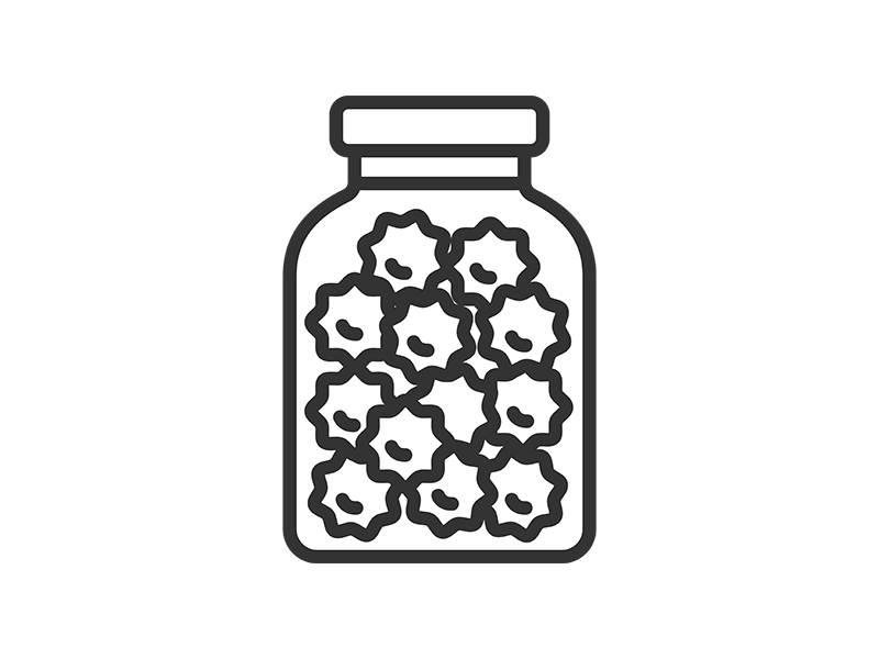 瓶に入った、金平糖のアイコン（線画）の無料イラスト｜透過PNG・商用利用OK