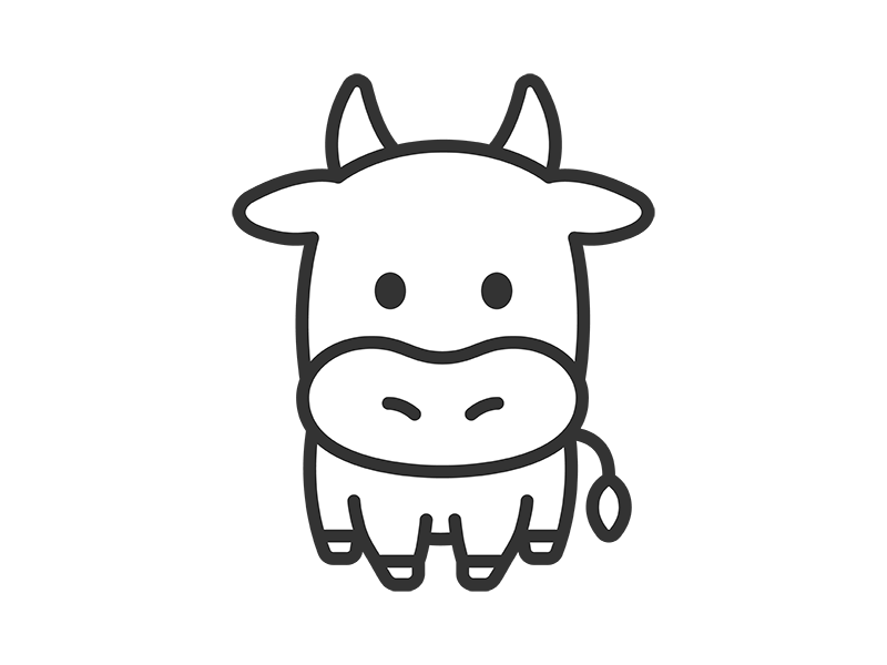 牛のアイコン（線画）の無料イラスト｜透過PNG・商用利用OK