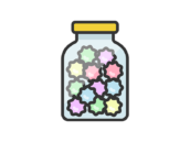瓶に入った、金平糖のアイコン（線画カラー）の無料イラスト｜透過PNG・商用利用OK
