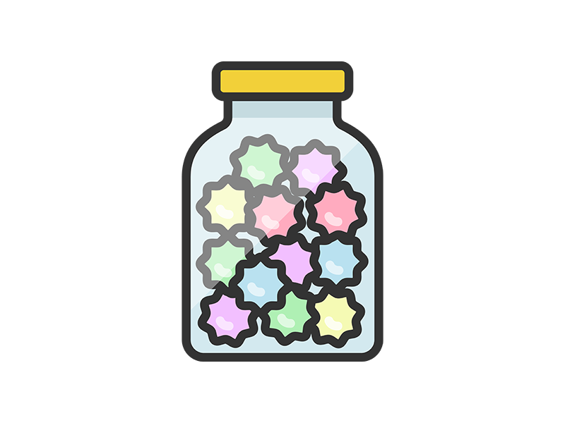 瓶に入った、金平糖のアイコン（線画カラー）の無料イラスト｜透過PNG・商用利用OK
